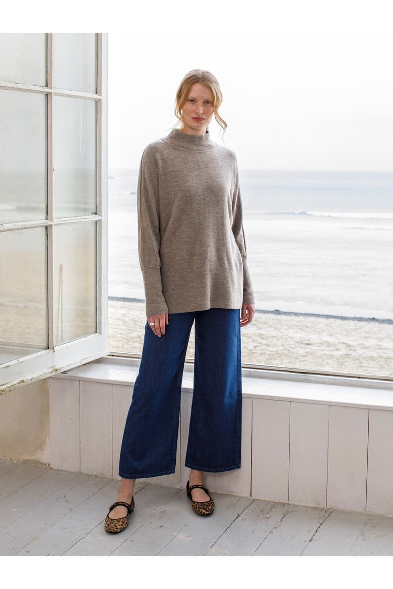 Drape Funnel Neck Sweater, Alternate, color, UNDYED BISCUIT