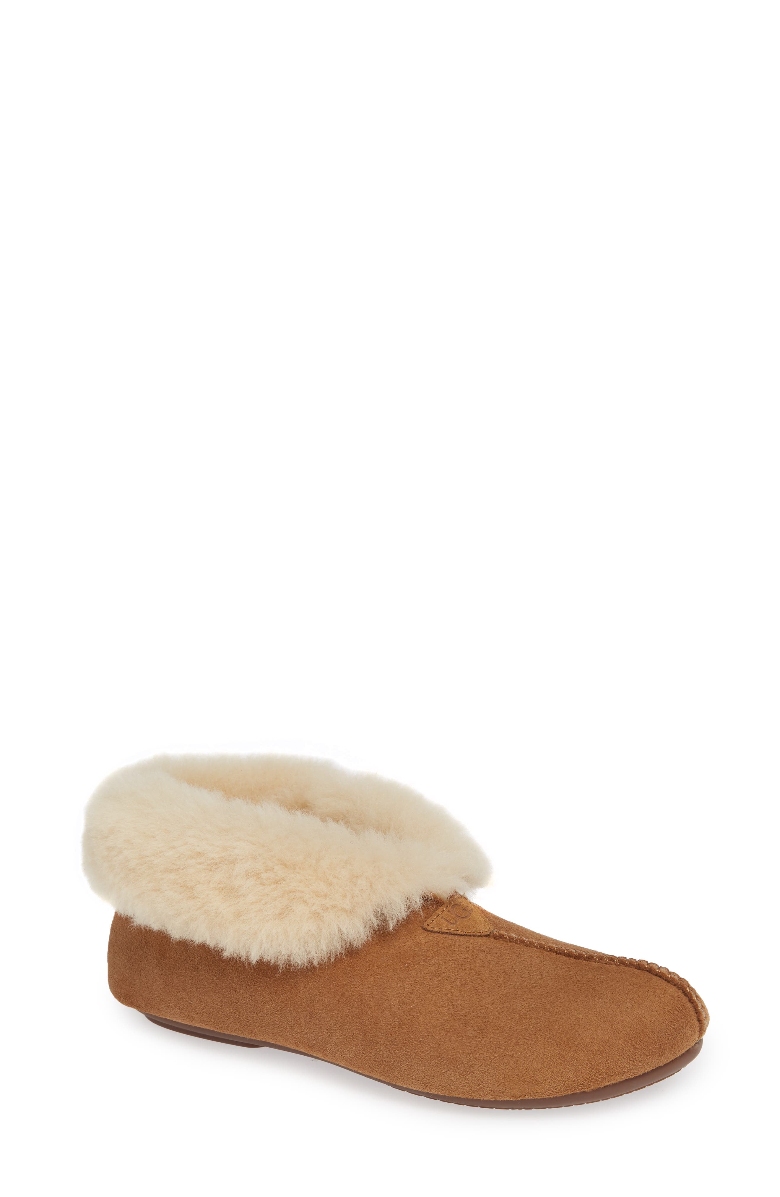 Roo Revivial Genuine Shearling Slipper, Main, color, CHESTNUT