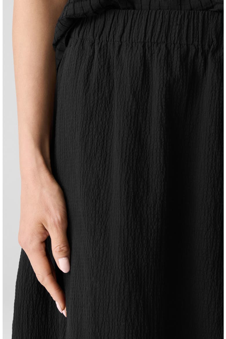 Crinkled Stretch Organic Cotton Midi Skirt, Alternate, color, BLACK