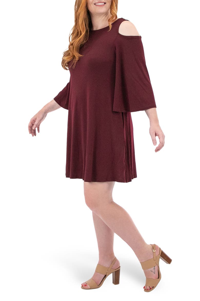 Shoulder Cutout Dress, Alternate, color, DEEPWIINE