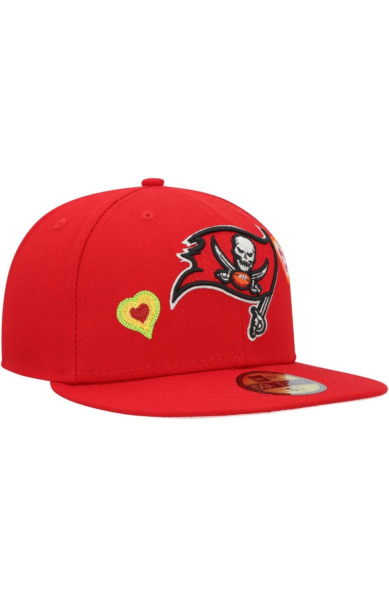 New Era Men's New Era Scarlet Tampa Bay Buccaneers Chain Stitch Heart 59FIFTY Fitted Hat, Alternate, color, Scarlet