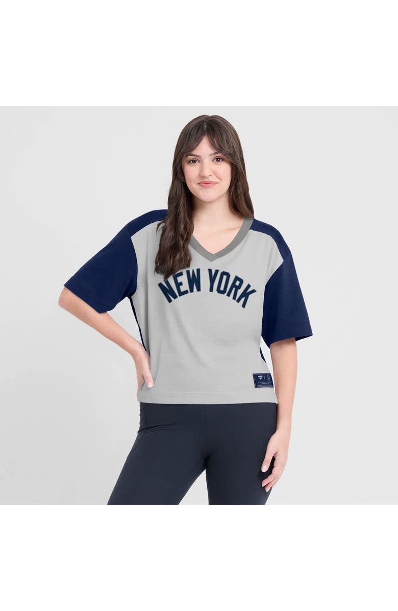 FANATICS Women's Fanatics Navy/Graphite New York Yankees Oversized Race To Win V-Neck T-Shirt, Alternate, color, Navy