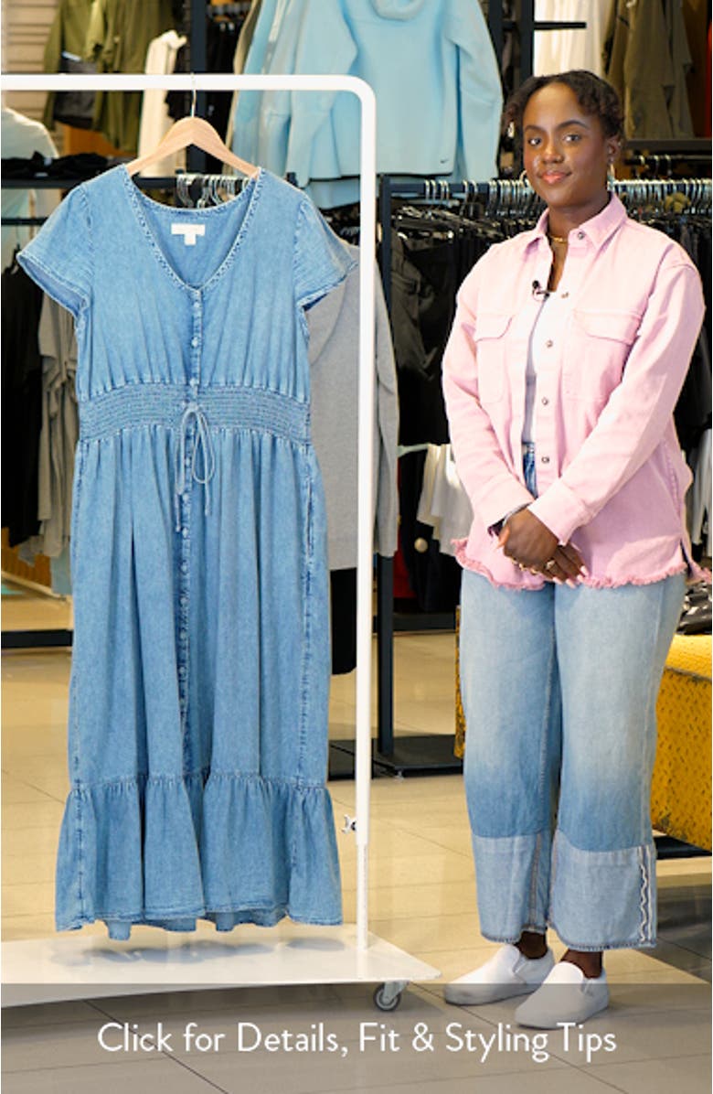 Smocked Waist Chambray Midi Dress, sales video thumbnail