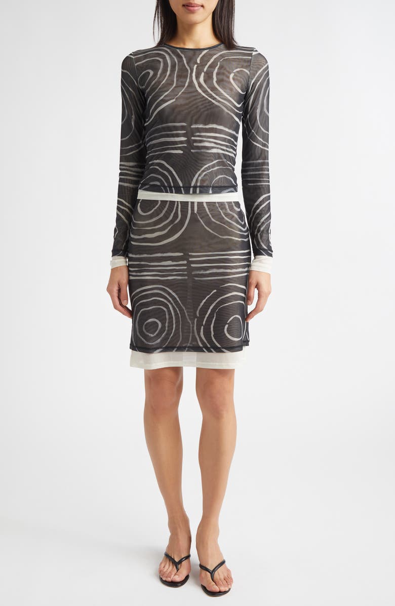 Eckhaus Latta Duet Double Layer Micromesh Skirt, Alternate, color, Gesture