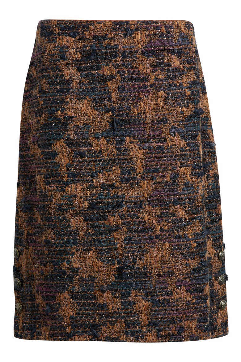 Olsen Tweed Midi Skirt, Alternate, color, BROWN MULTI