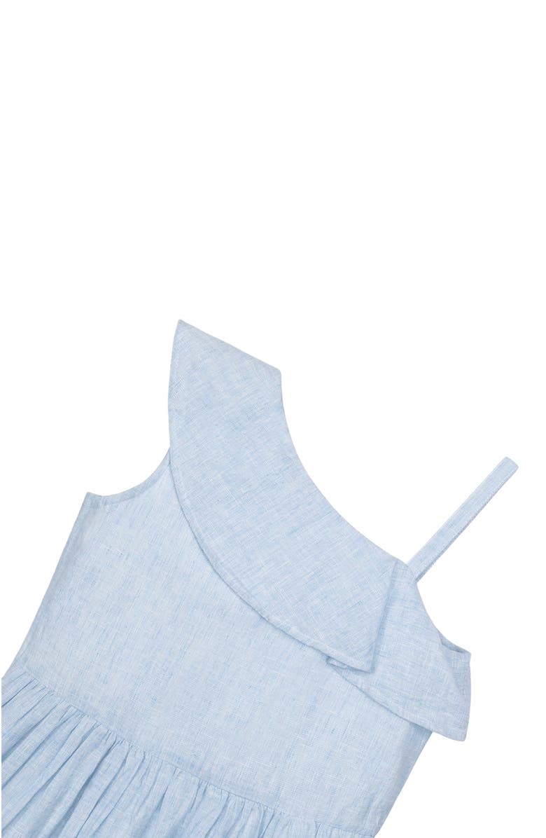 Hope & Henry Girls' Linen One Shoulder Flounce Dress with Ruffle Hem, Kids, Alternate, color, 