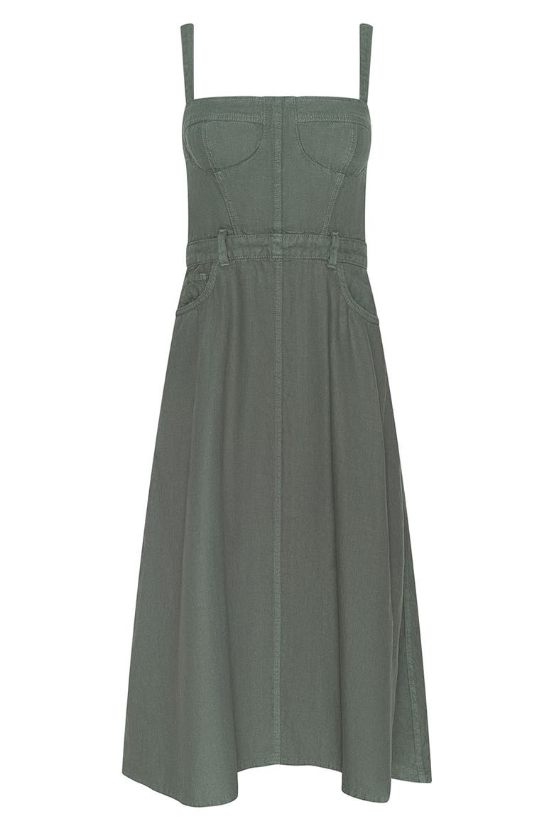 Jovie Bustier Sleeveless Midi Dress, Main, color, SMOKEY OLIVE