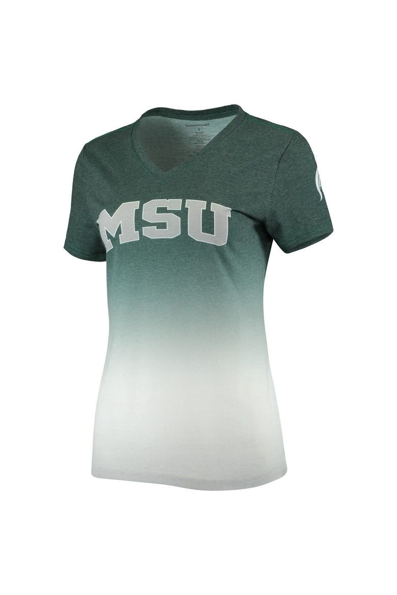 Women's Heathered Green Michigan State Spartans Ombre V-Neck T-Shirt, Alternate, color, Heather Green