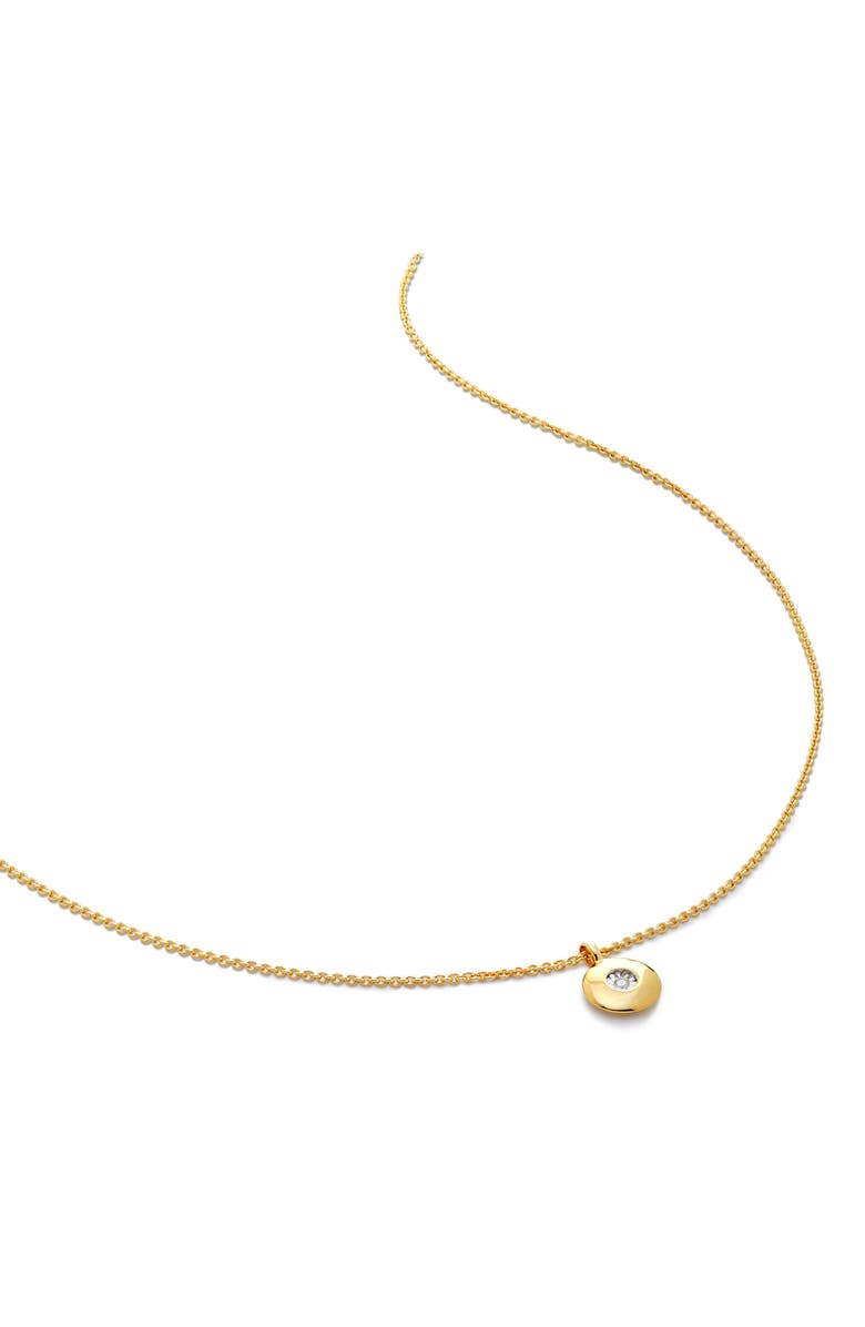 Monica Vinader April Birthstone Lab Created Diamond Pendant Necklace, Main, color, 18K Gold Vermeil/ April