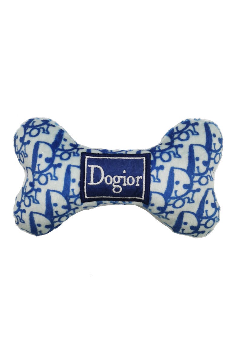 Dogior Bone Squeaker Toy, Main, color, BLUE, WHITE