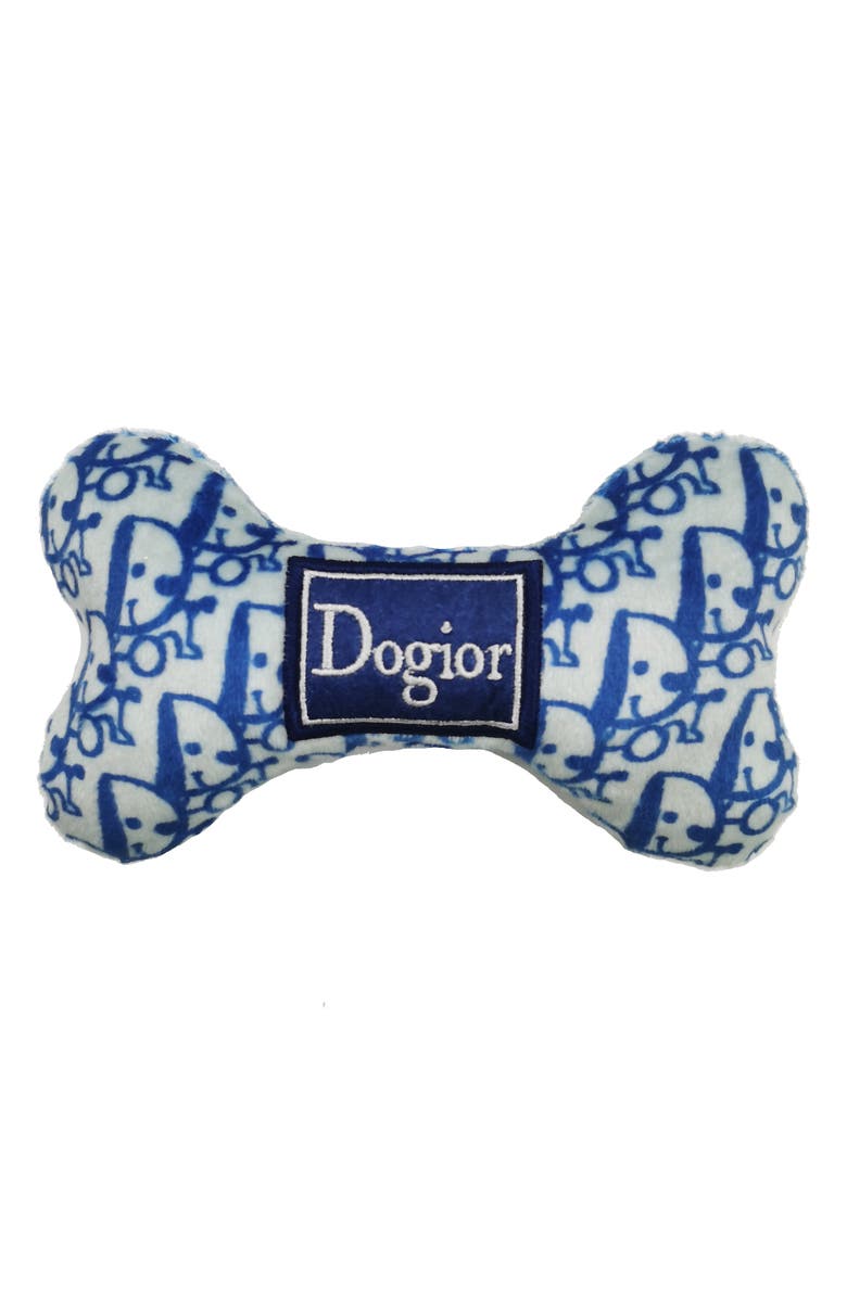Haute Diggity Dog Dogior Bone Squeaker Toy, Main, color, Blue, White