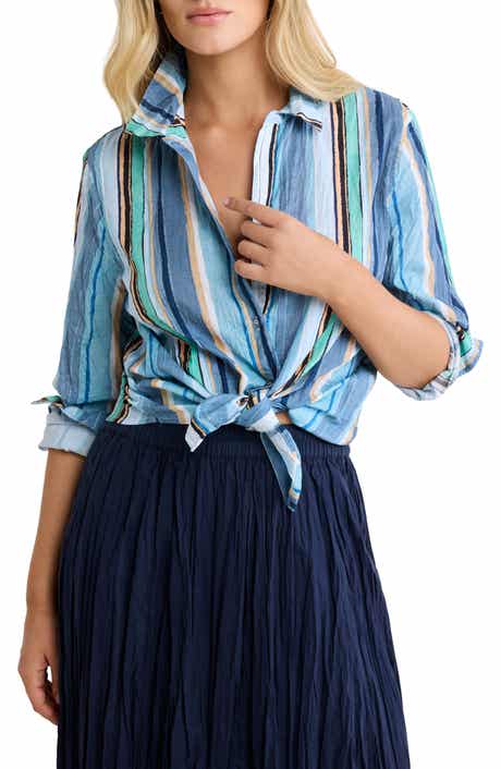 Stripe Cotton Button-Up Shirt
