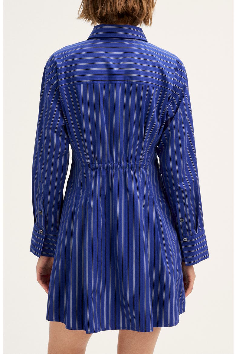 Seamed Mini Shirtdress, Alternate, color, BLUE BLACK WHITE MICRO STRIPE