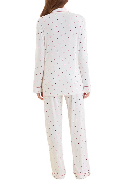 Papinelle Kate Modal Soft Full Length Pj Set In Ecru Hearts