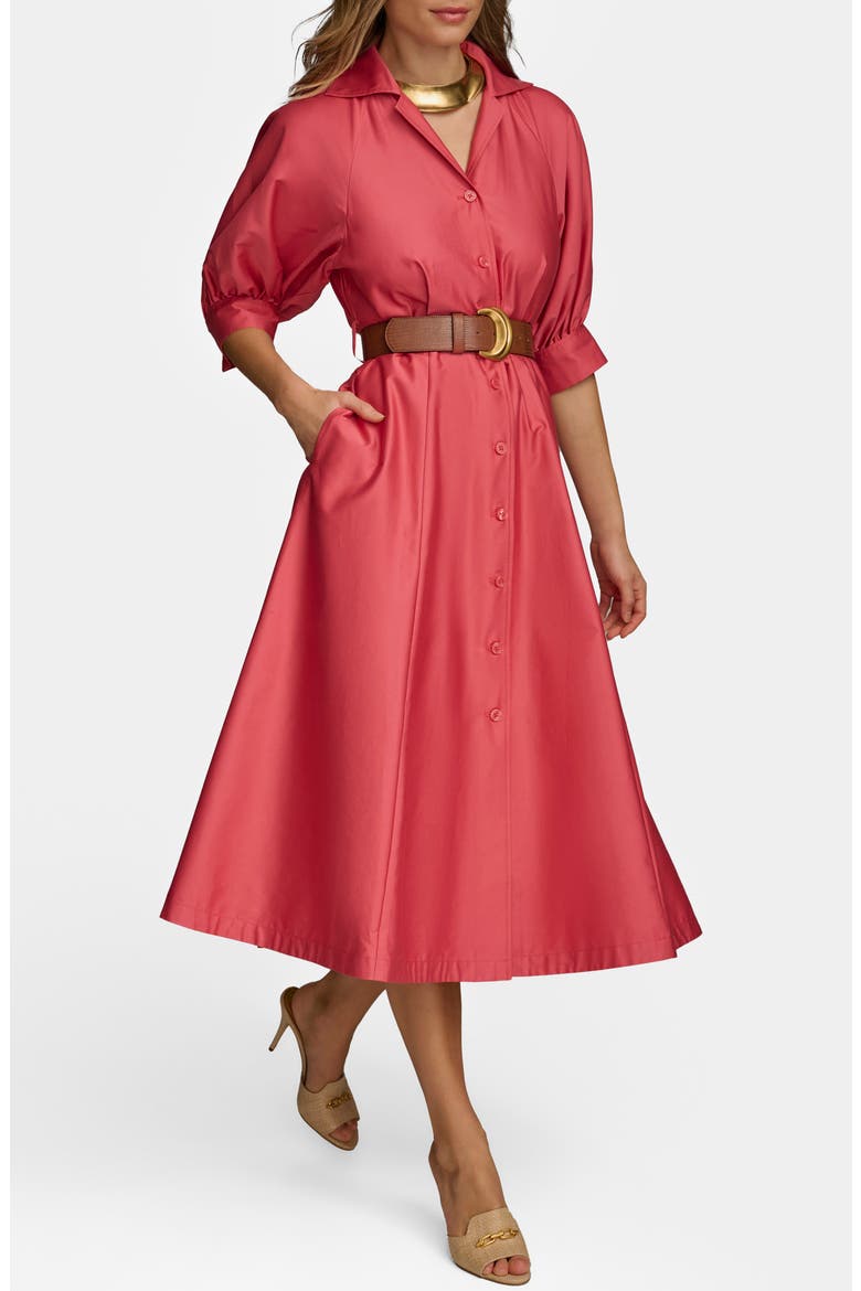 Cotton Midi Shirtdress, Alternate, color, ROSE QUART