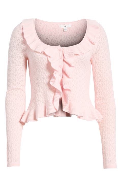 Ruffle Pointelle Cardigan