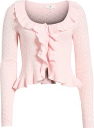 BP. Ruffle Pointelle Cardigan