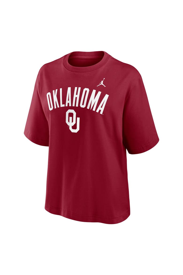 Women's Jordan Brand  Crimson Oklahoma Sooners Arch Logo Boxy T-Shirt, Alternate, color, Crimson