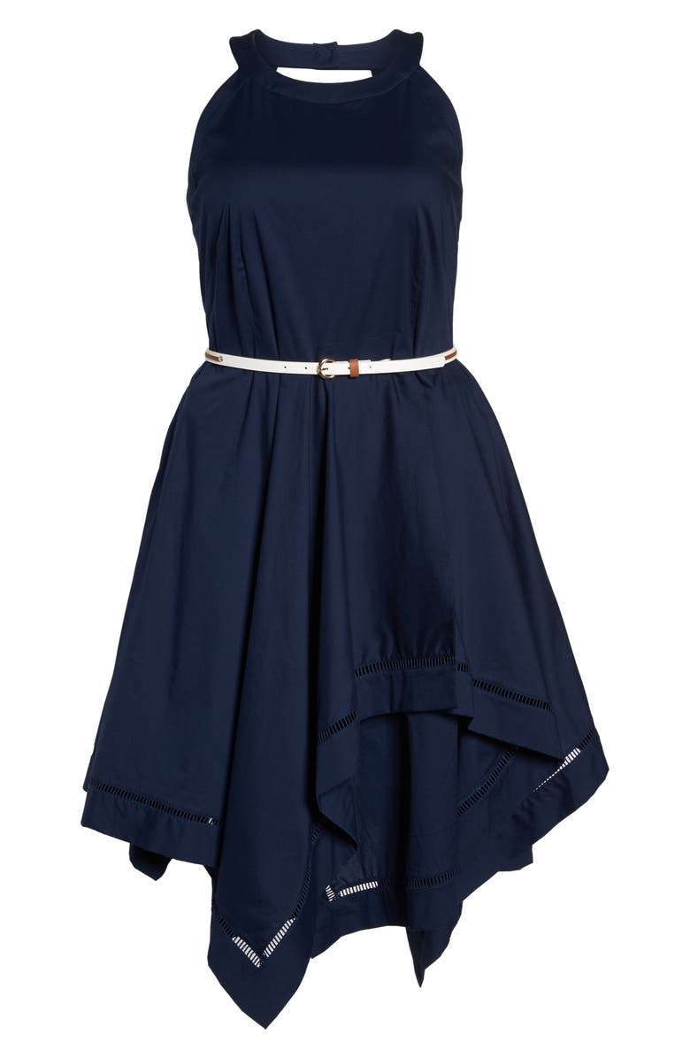 Eliza J Handkerchief Hem Fit & Flare Dress, Alternate, color, 