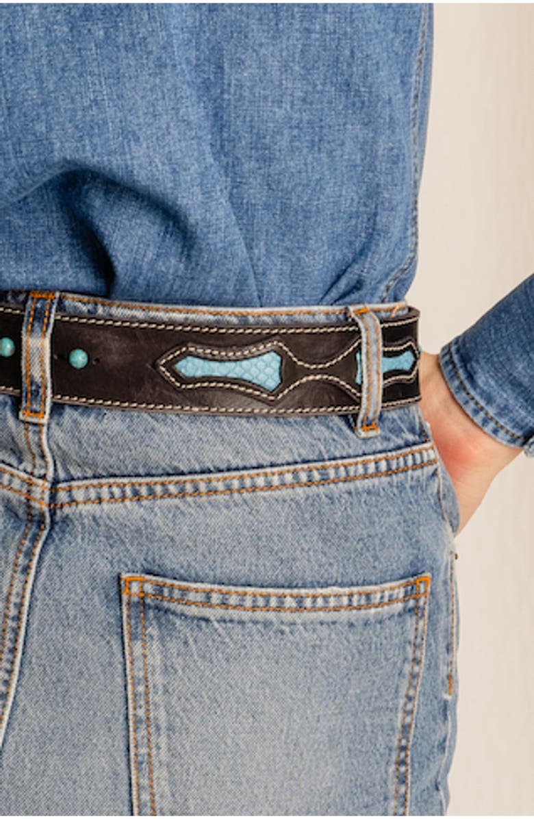 Fortela Texan Leather Belt, Alternate, color, Black