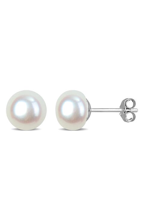 Sterling Silver Cultured Pearl Stud Earrings
