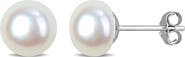 DELMAR Sterling Silver Cultured Pearl Stud Earrings