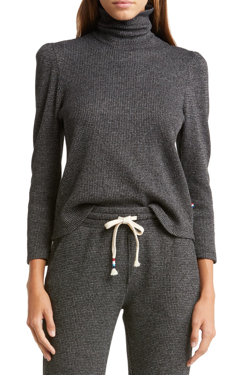Sol Angeles Puff Sleeve Thermal Knit Turtleneck Sweater, Main, color, 