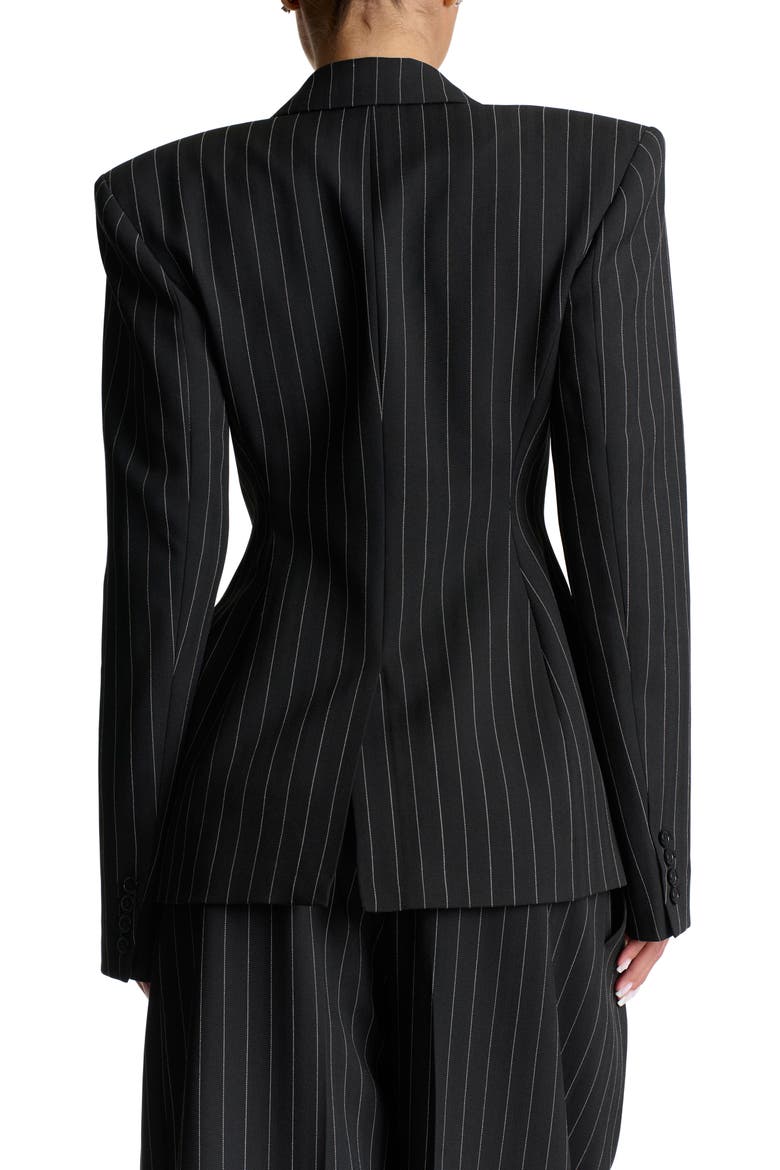 Pinstripe Blazer, Alternate, color, BLACK