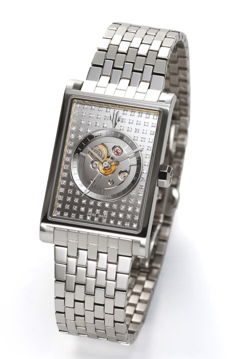 VIEREN Steel Stereo Diamond Swiss Automatic Watch, Alternate, color, Silver