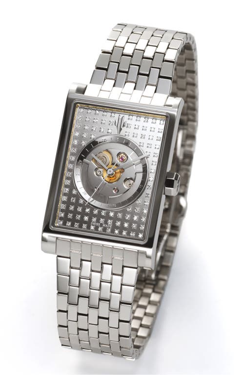 Vieren Steel Stereo Diamond Swiss Automatic Watch In Silver