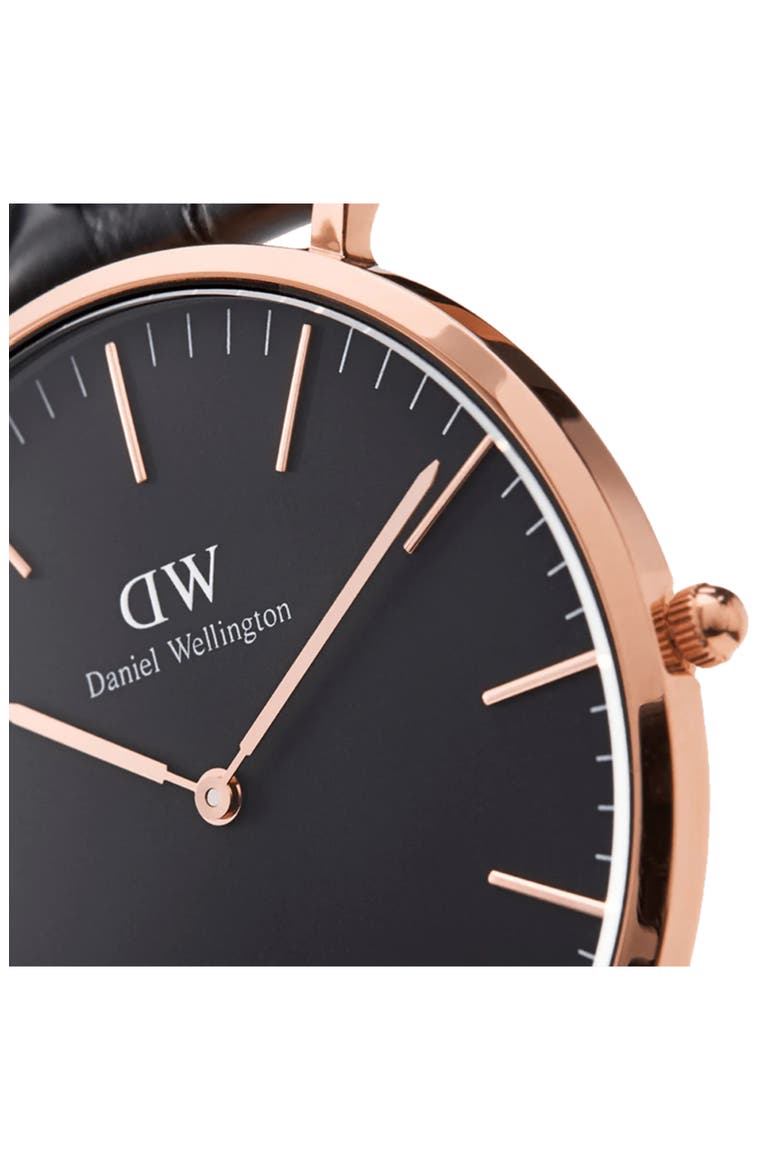 Classic Reading Croc Embossed Leather Strap Watch, 40mm, Alternate, color, ROSE GOLD