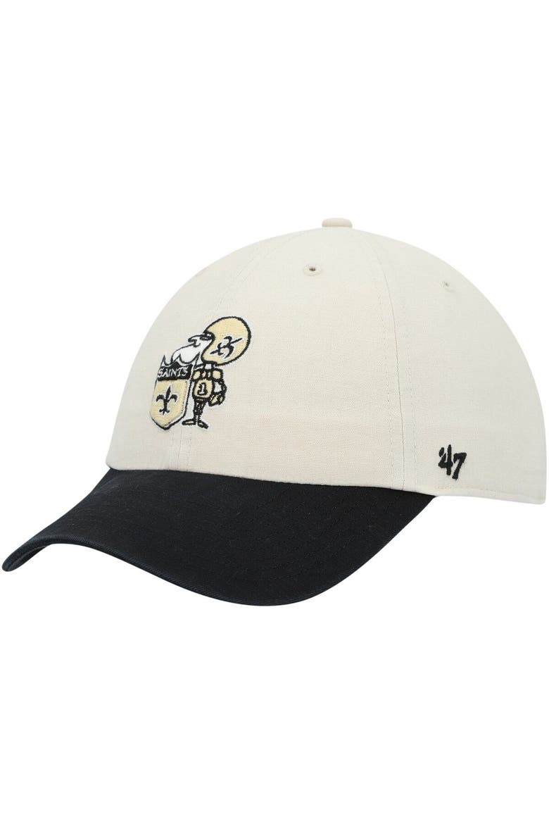 Men's '47 Cream/Black New Orleans Saints Sidestep Clean Up Adjustable Hat, Alternate, color, Cream