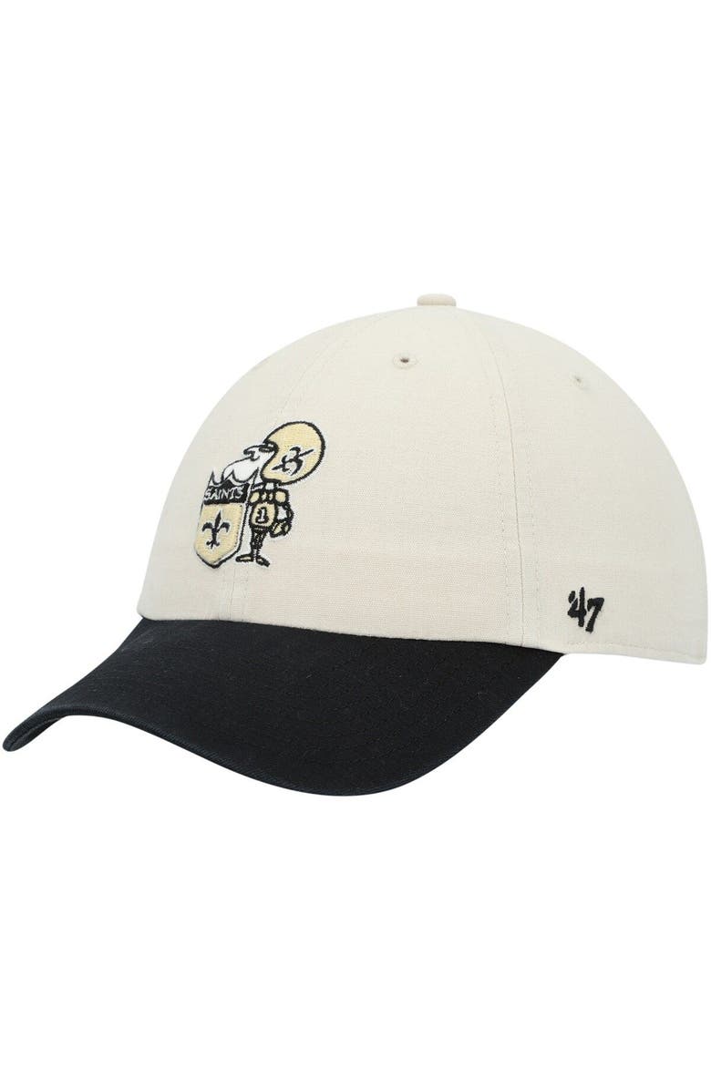'47 Men's '47 Cream/Black New Orleans Saints Sidestep Clean Up Adjustable Hat, Alternate, color, 