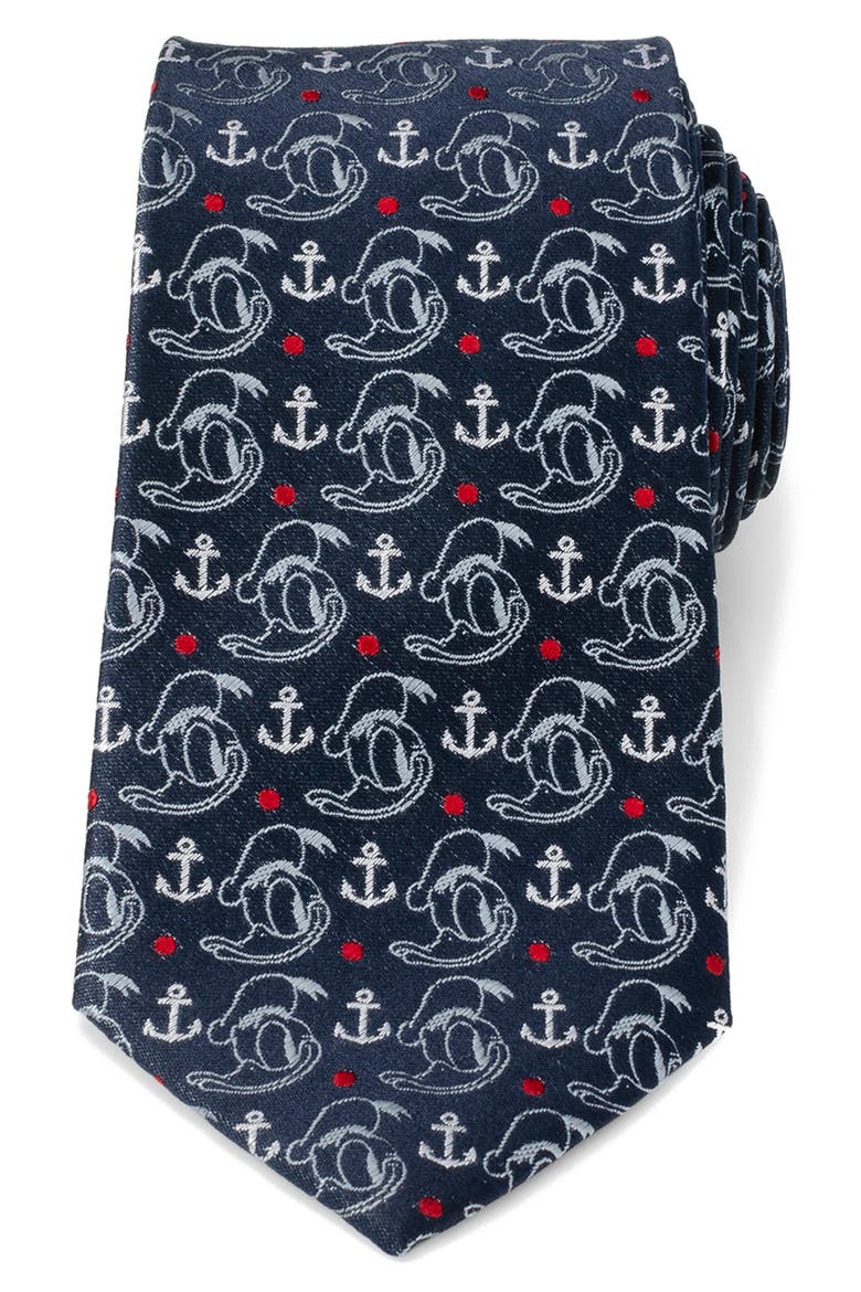 Donald Duck Anchor Silk Tie, Main, color, NAVY