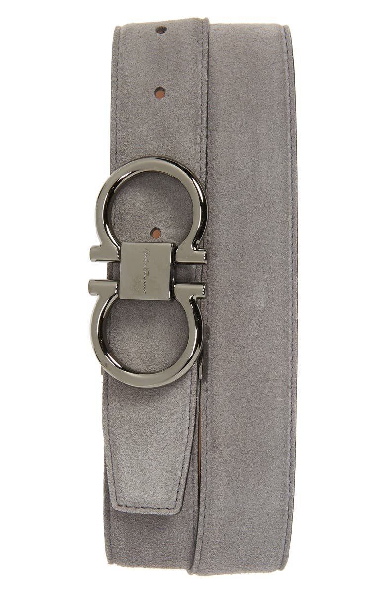 FERRAGAMO Double Gancio Suede Belt, Main, color, 