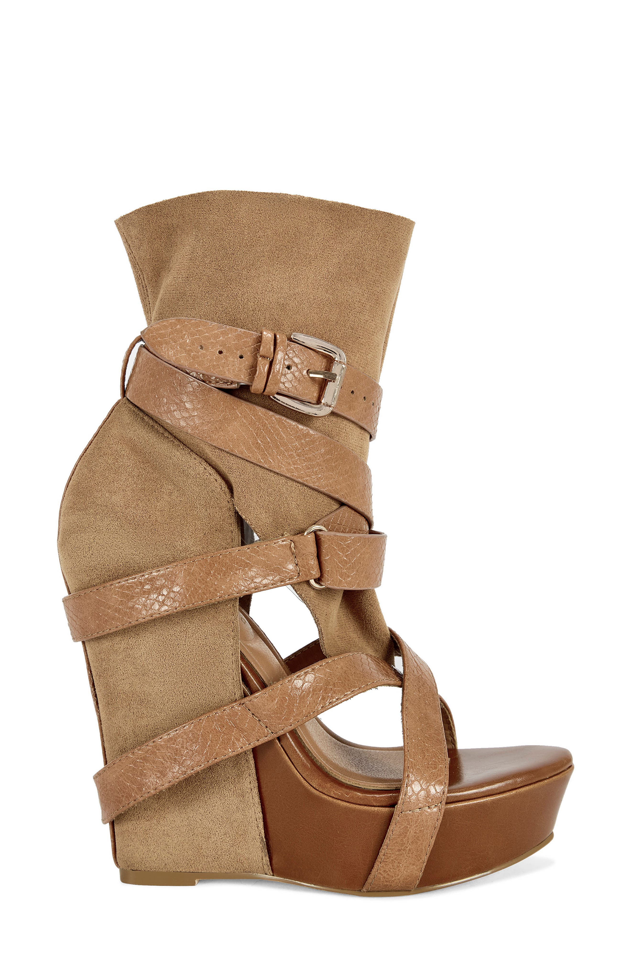 AZALEA WANG Rothko Platform Wedge Sandal, Alternate, color, Camel