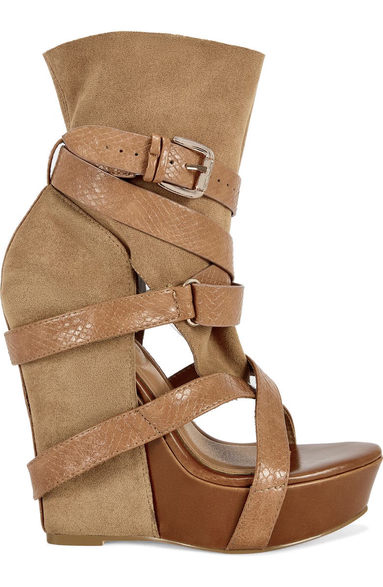 AZALEA WANG Rothko Platform Wedge Sandal, Alternate, color, Camel