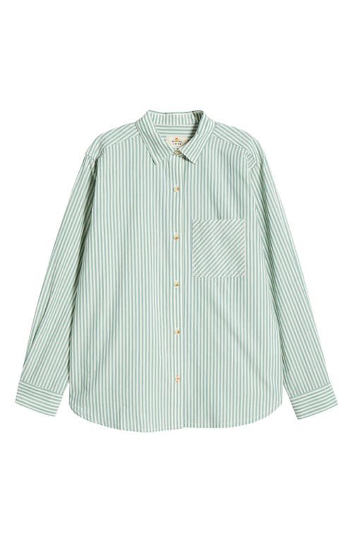 Marine Layer Abbey Stripe Cotton Poplin Button-up Shirt In Deep Sea/white Stripe