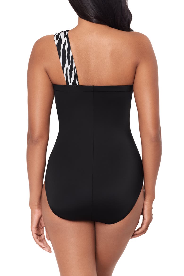 Sand Tracks Goddess Convertible Strap One-Piece Swimsuit, Alternate, color, BLACK/ WHITE