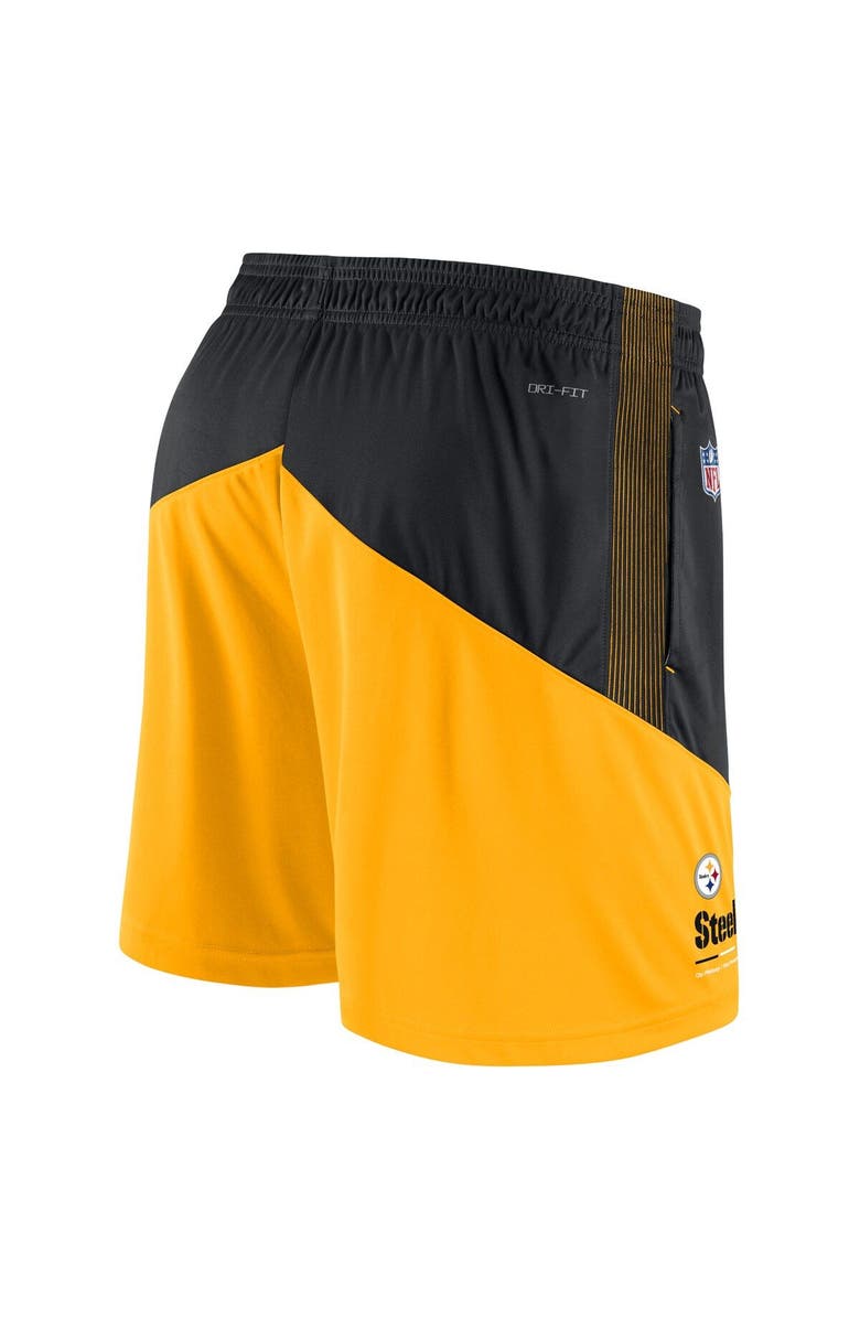 Nike Men's Nike Black/Gold Pittsburgh Steelers Sideline Primary Lockup Performance Shorts, Alternate, color,