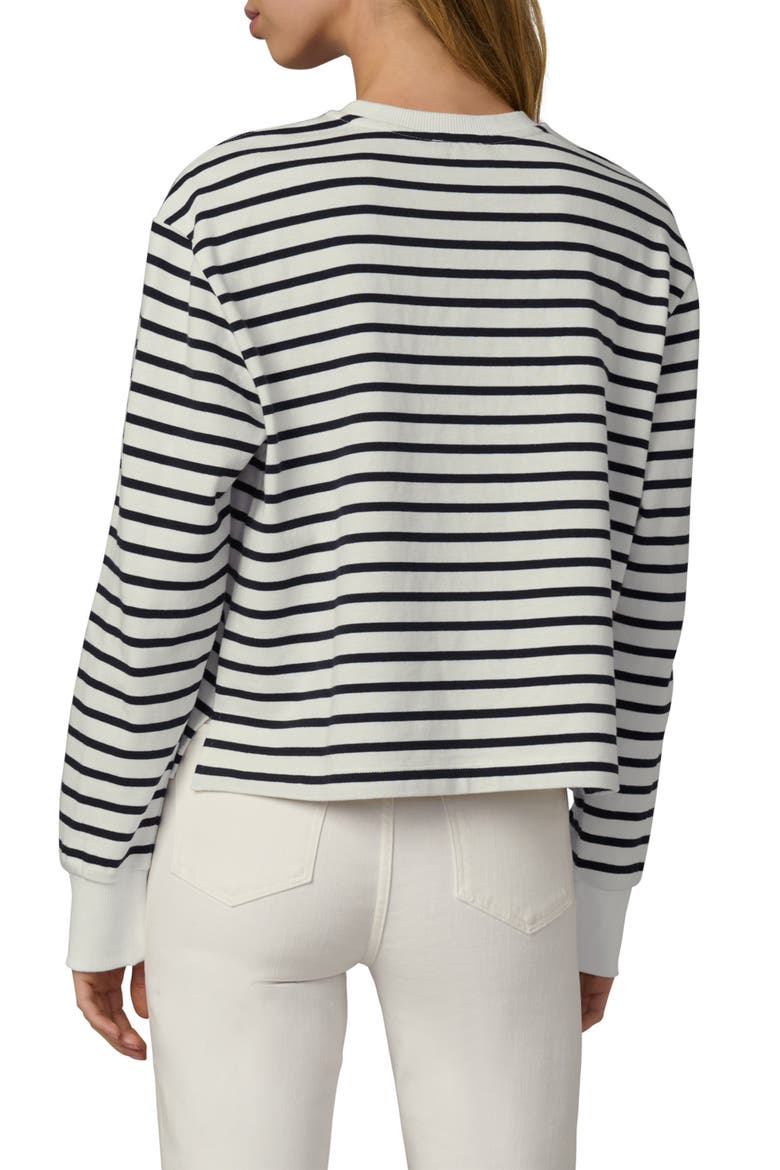 Stripe Long Sleeve Cotton T-Shirt, Alternate, color, MILK/ NAVY STRIPE