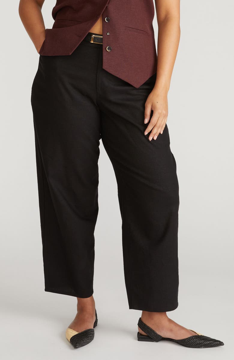 Universal Standard Lou High Waist Barrel Linen Blend Jeans, Main, color, Black