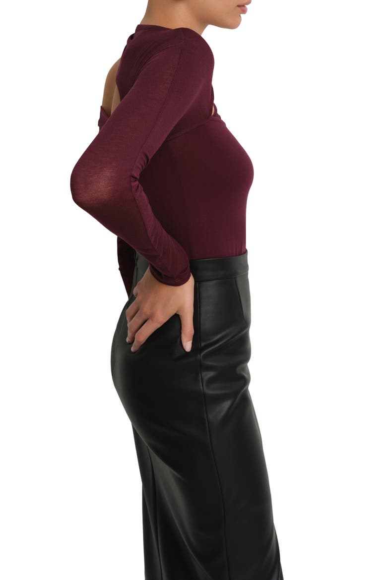 Zola Cutout Stretch Top, Alternate, color, BURGUNDY