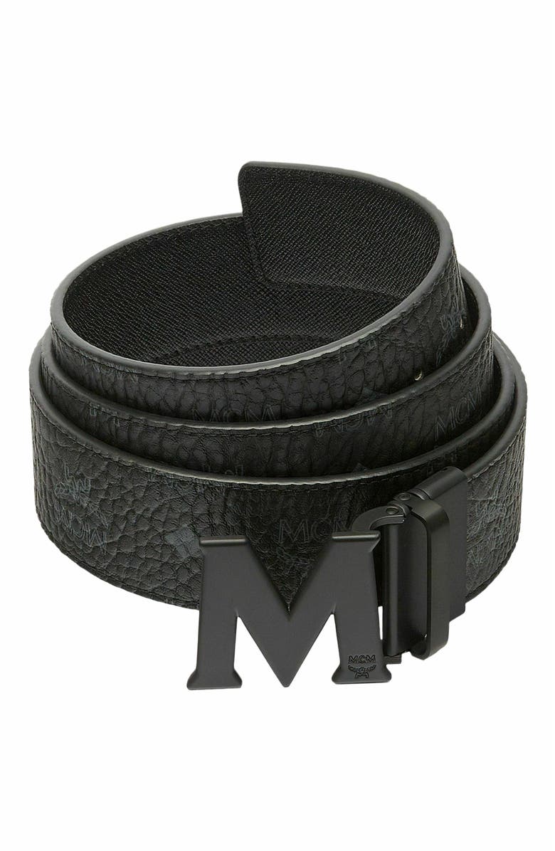 MCM Claus M Reversible Belt 1.75" in Visetos, Alternate, color, Black