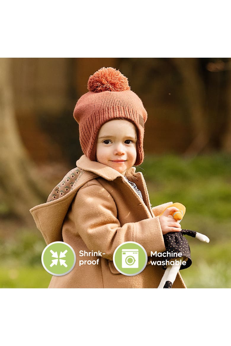 Muff Knitted Beanie, Alternate, color, Clay
