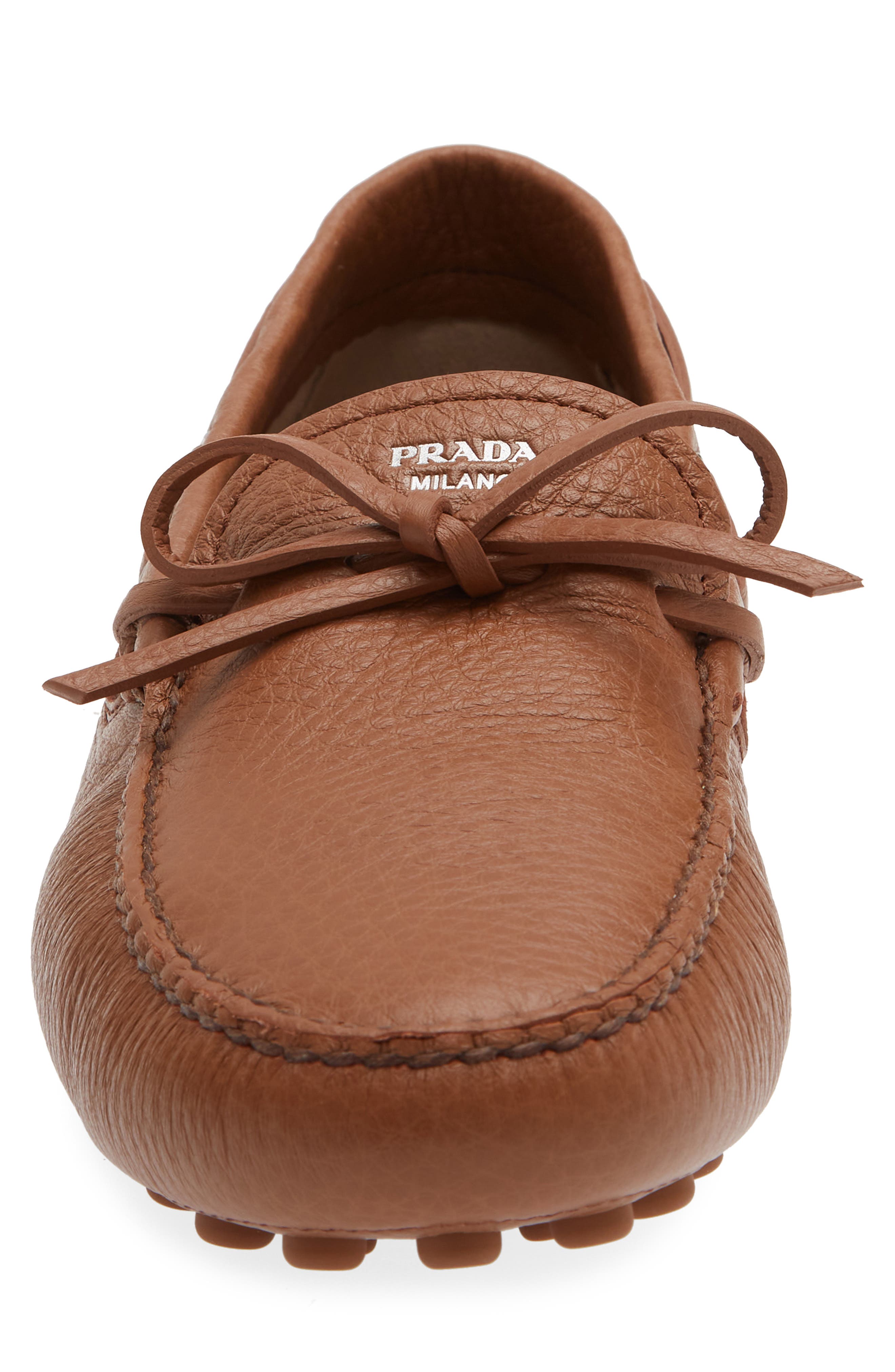 Prada Grid Driving Loafer, Alternate, color, Cognac