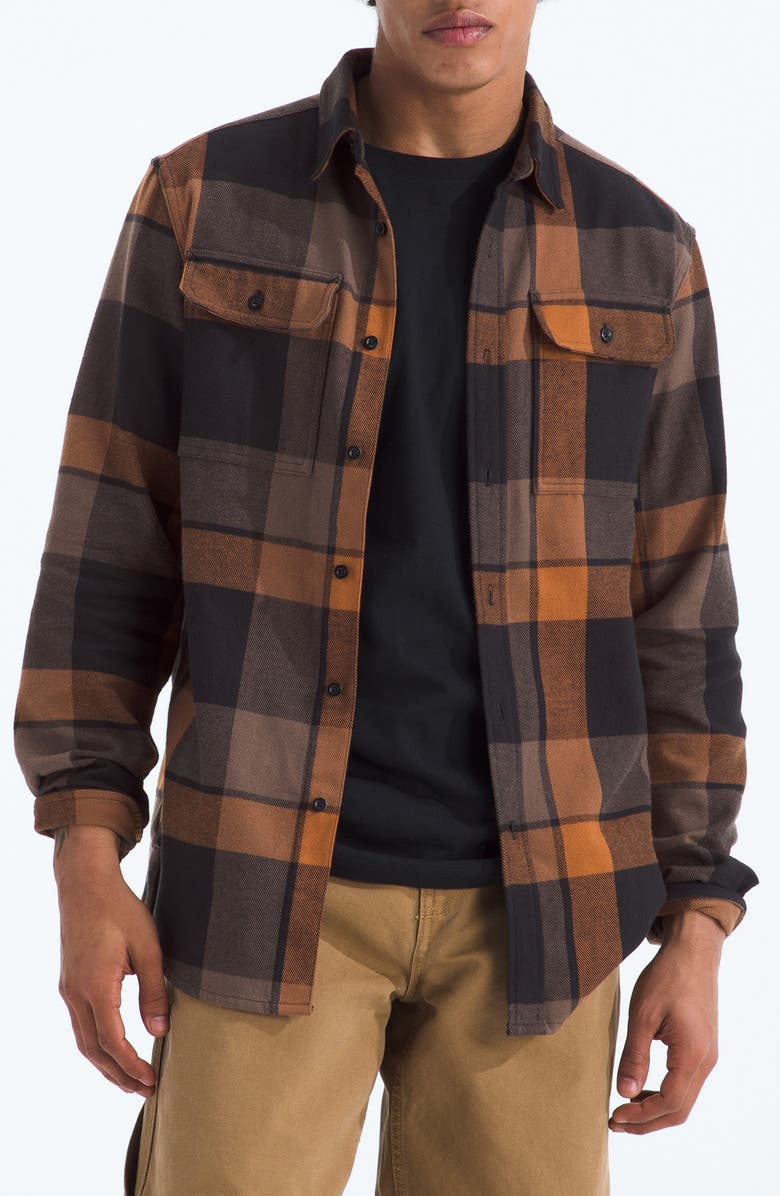 The North Face Arroyo Plaid Cotton Flannel Button-Up Shirt, Main, color, Burnt Umber Macro Small Plaid