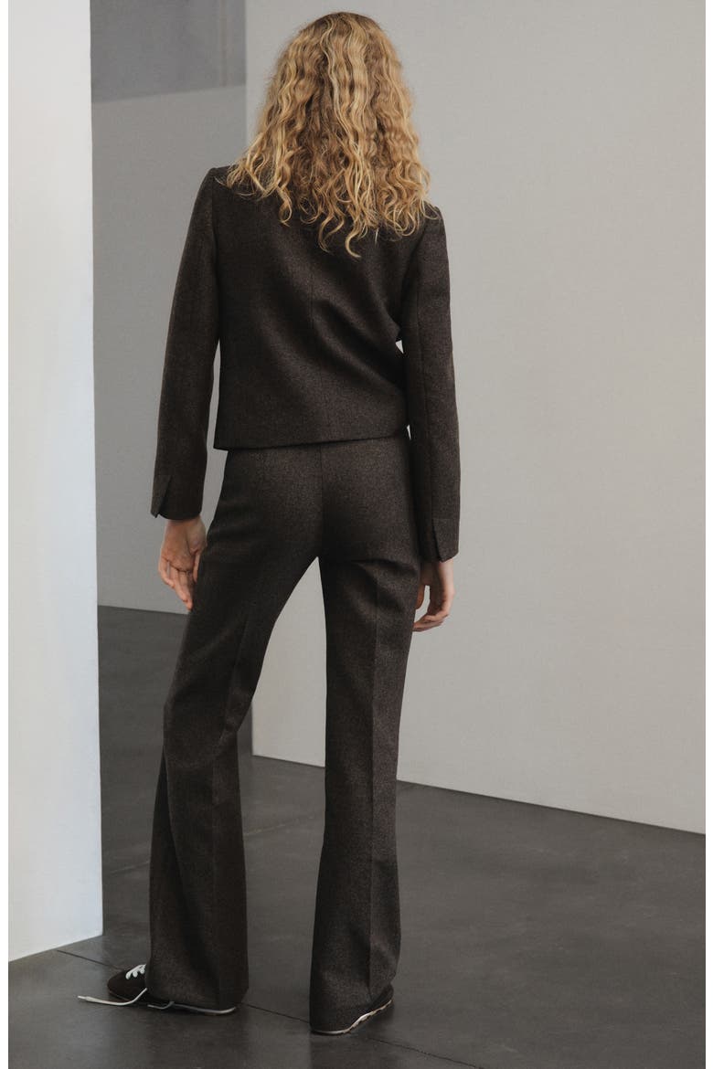 Heathered Wool Blend Flare Pants, Alternate, color, BROWN