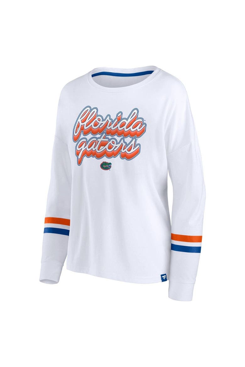 Women's Fanatics Branded White Florida Gators Retro Power Striped Long Sleeve T-Shirt, Alternate, color, White