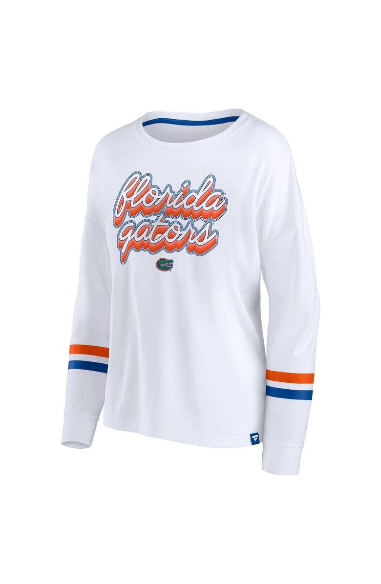 FANATICS Women's Fanatics Branded White Florida Gators Retro Power Striped Long Sleeve T-Shirt, Alternate, color, 